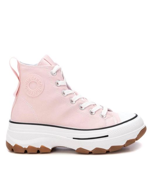 Xti Pink Canvas Ankle Boots
