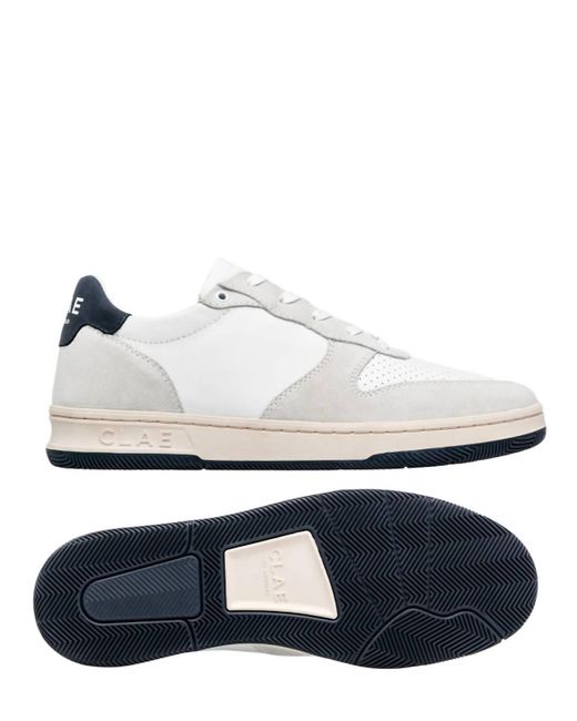 CLAE Blue Malone Leather Court Sneakers for men