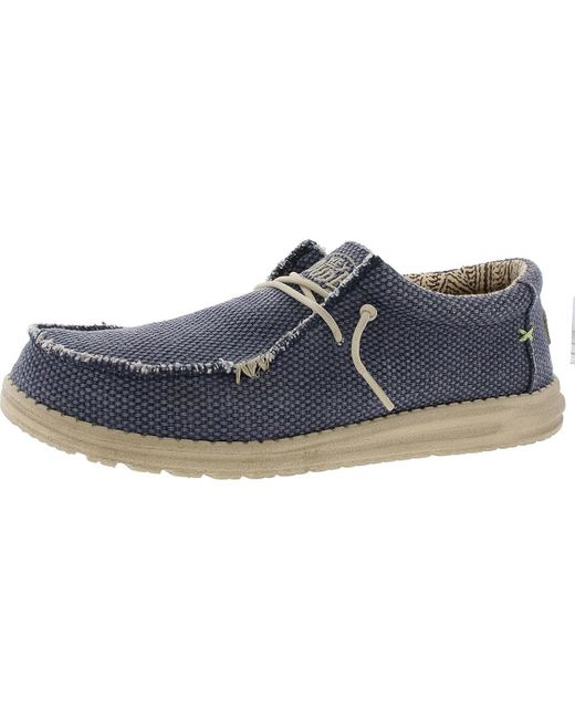 HeyDude Blue Wally Braided Canvas Slip On Loafers for men