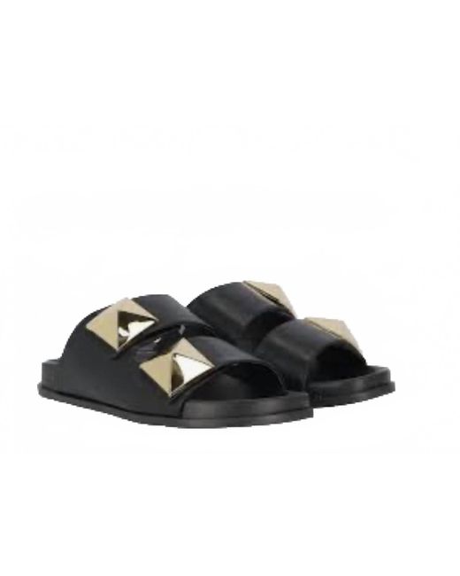 Exe' Black Slide Studs Sandal