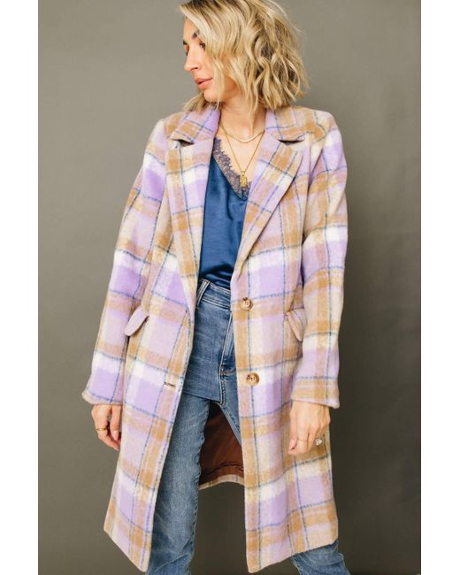 Skies Are Blue Multicolor Savannah Sunshine Plaid Blazer Coat