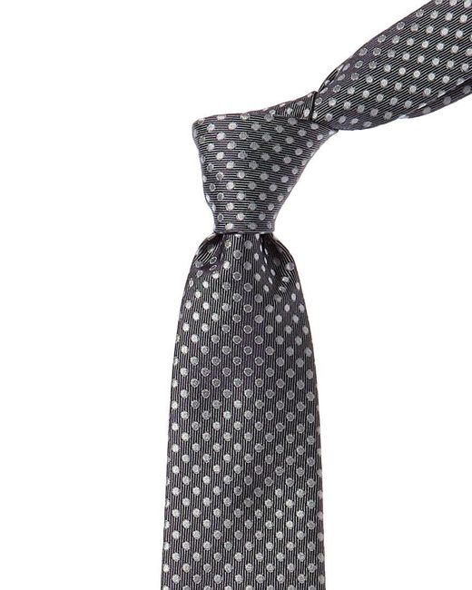 Canali Black Silver Dot Silk Tie for men