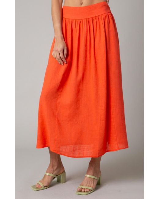 Olivaceous Orange Cutie Midi Skirt