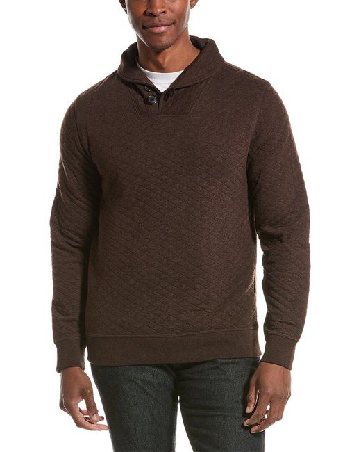 Billy Reid Brown Diamond Quilted Shawl Collar Pullover for men