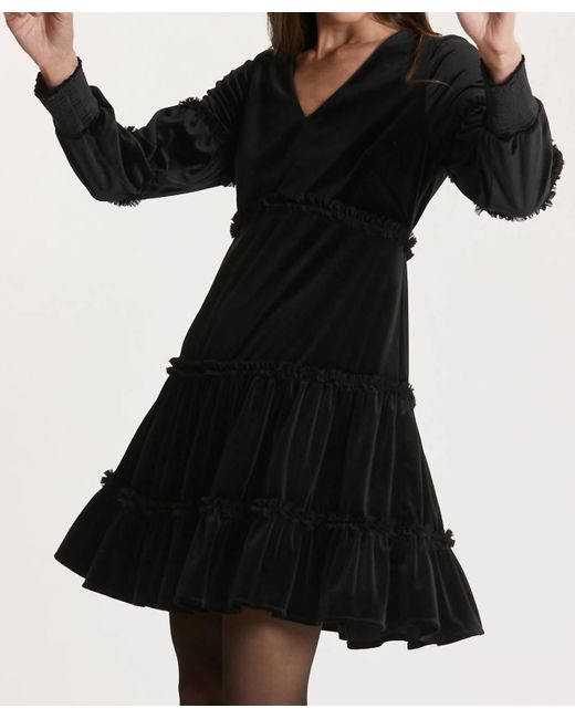 tyler boe Black Polly Chiffon Velvet Dress