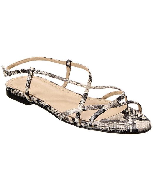 Theory White Strappy Python-embossed Leather Sandal