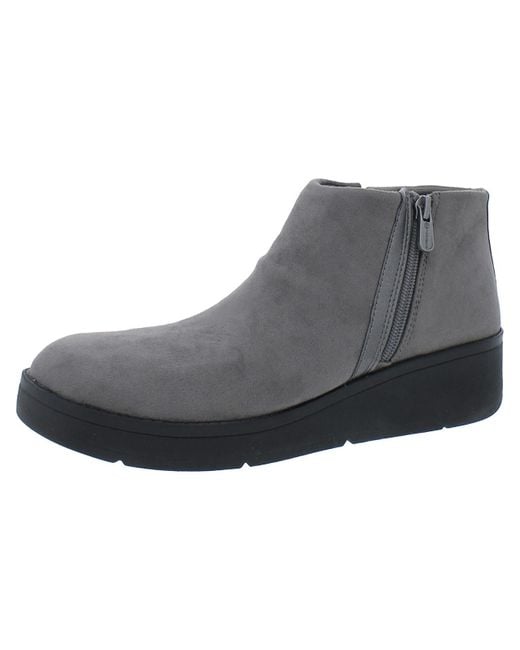Bzees Gray Freestyle Faux Leather Zip Up Ankle Boots
