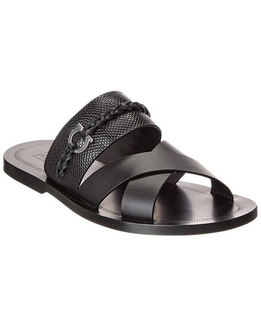 Ferragamo Giotto Leather Sandal in Black for Men | Lyst display picture 1