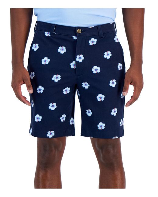 Club Room Blue Classic Fit Flat Front Bermuda Shorts for men