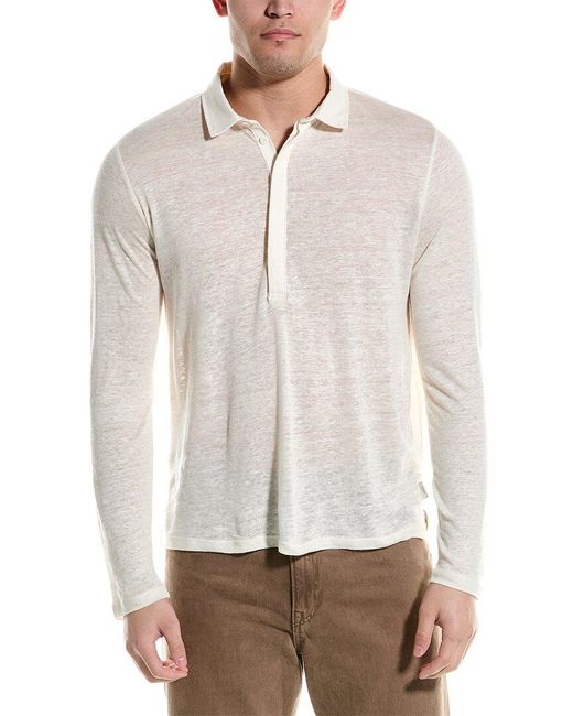 Onia White Linen Polo Shirt for men