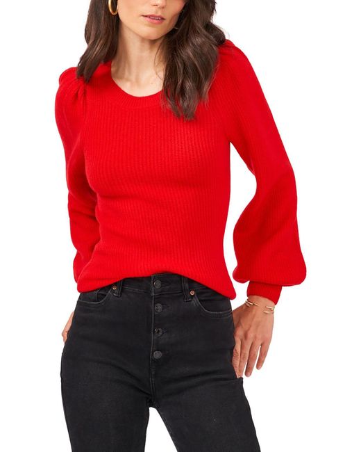1.STATE Casual Balloon Sleeve Pullover Sweater in Red | Lyst