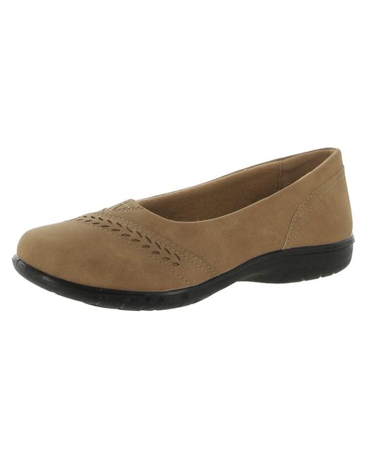Easy Street Brown Yori Faux Suede Round Toe Flat Shoes