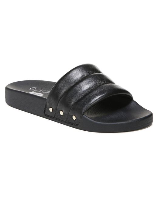 Dr. Scholls Black Pisces Chill Leather Slip On Slide Sandals
