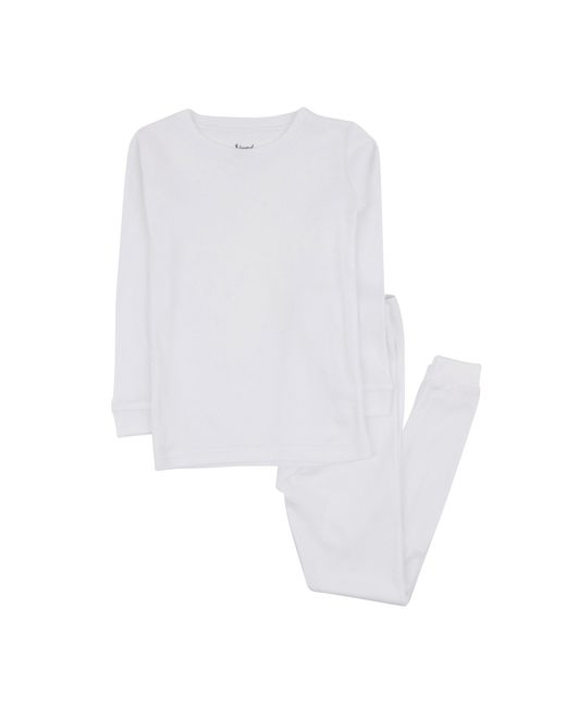 Leveret White Kids Two Piece Cotton Pajamas Neutral Solid Color for men