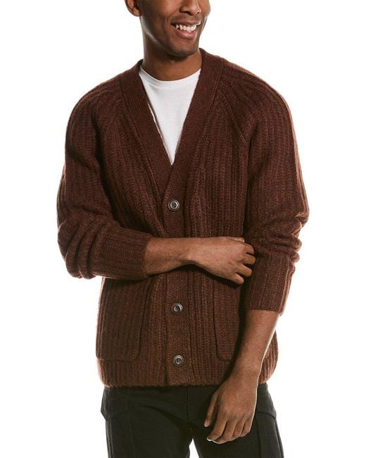 Vince Alpaca & Wool-blend V-neck Cardigan in Brown for Men | Lyst