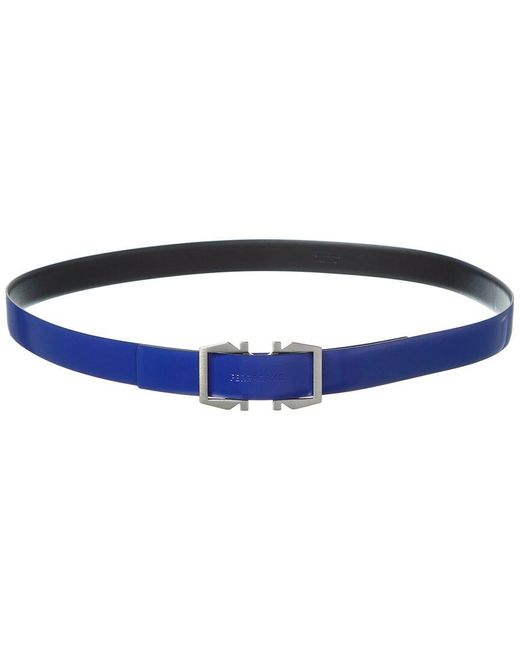 Ferragamo Blue Ferragamo Reversible & Adjustable Leather Belt for men