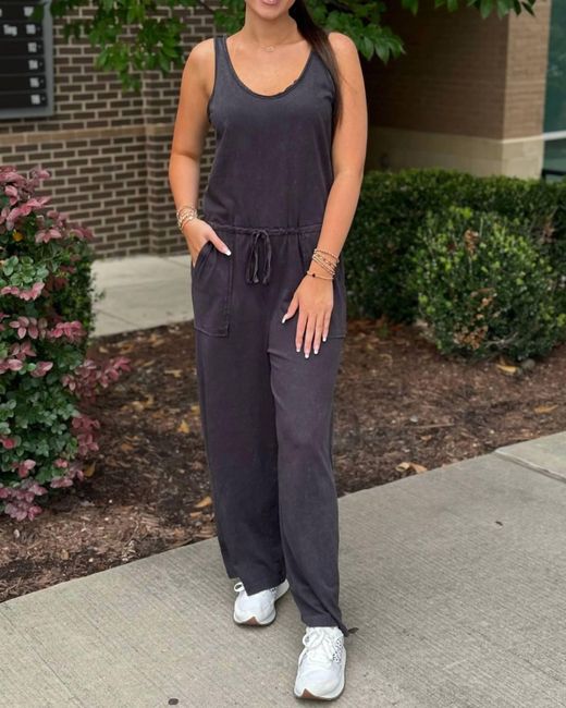 Be Cool Pink Chloe Cotton Tank Jumpsuit