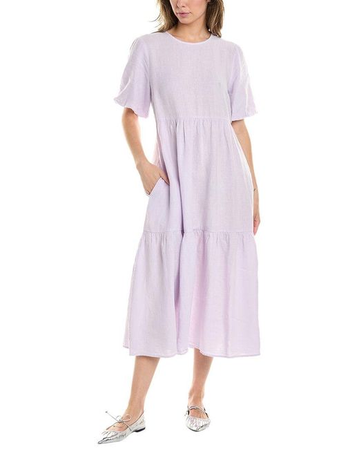 Peserico Purple Linen Midi Dress