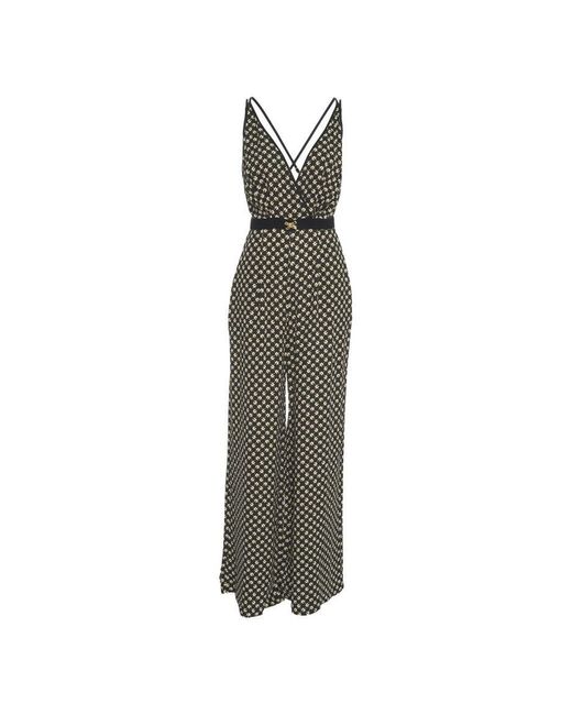 Elisabetta Franchi Black Wide Leg Jumpsuit With Monogram