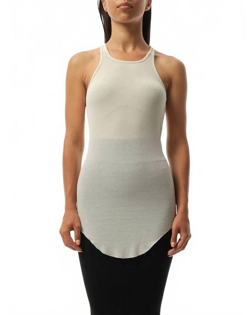 Rick Owens White Basic Rib Tank Top