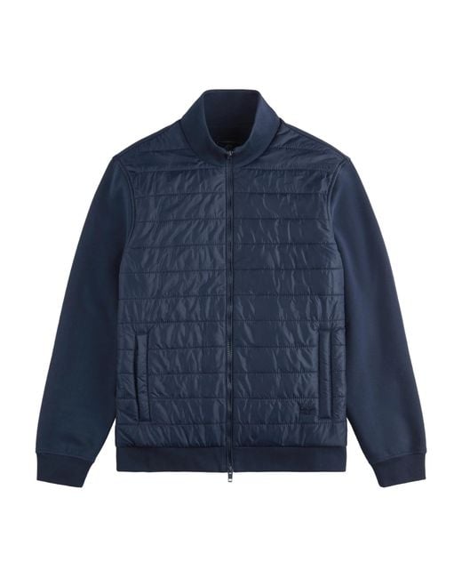 Fay Blue Quilted Front Panel Smooth Fabric Jacket for men