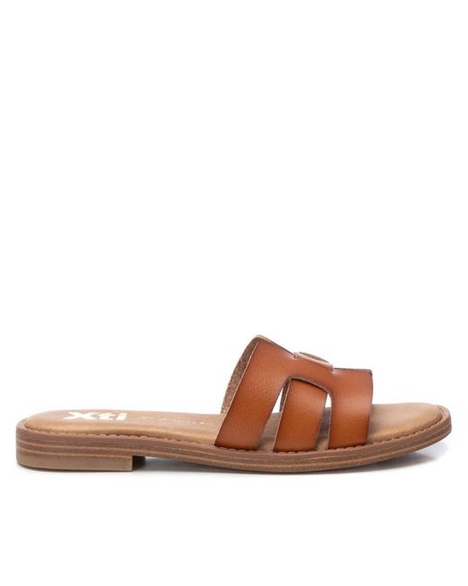 Xti Brown Low Block Heel Sandals