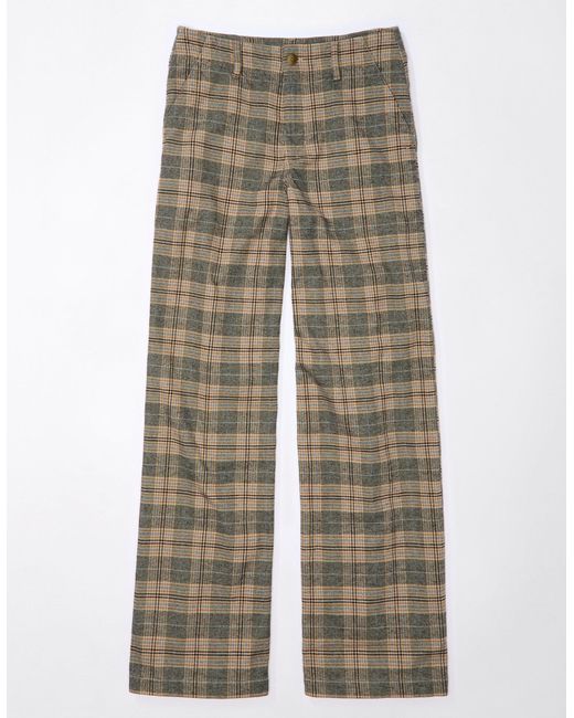 American Eagle Outfitters Natural Ae Super High-waisted baggy Wide-leg Trouser