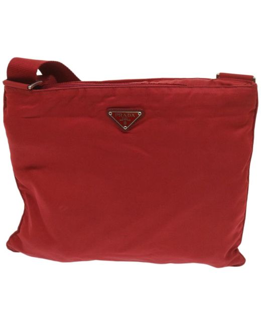 Prada Red Tessuto Synthetic Shoulder Bag (pre-owned)