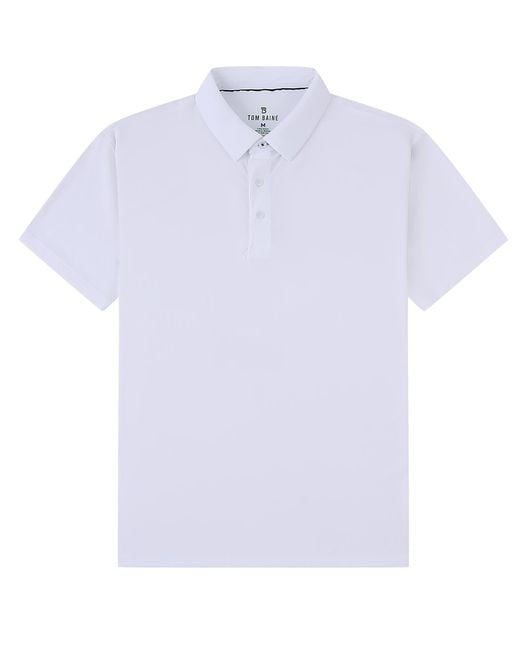 Tom Baine White Performance Stretch Solid Short Sleeve Polo for men