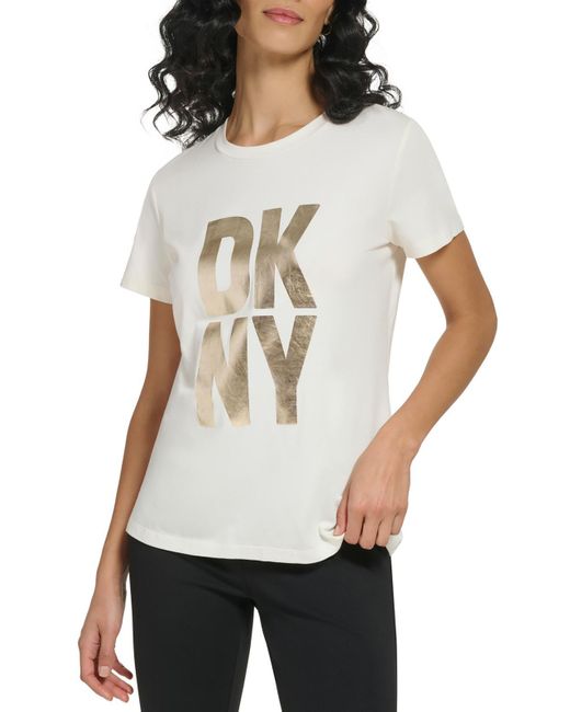 DKNY White Short Sleeve Logo Graphic T-shirt