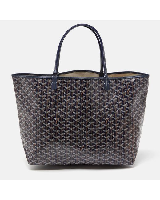 Goyard Black Navy Ine Coated Canvas And Leather Saint Louis Gm Tote