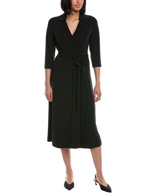 Anne Klein Black Wrap Midi Dress
