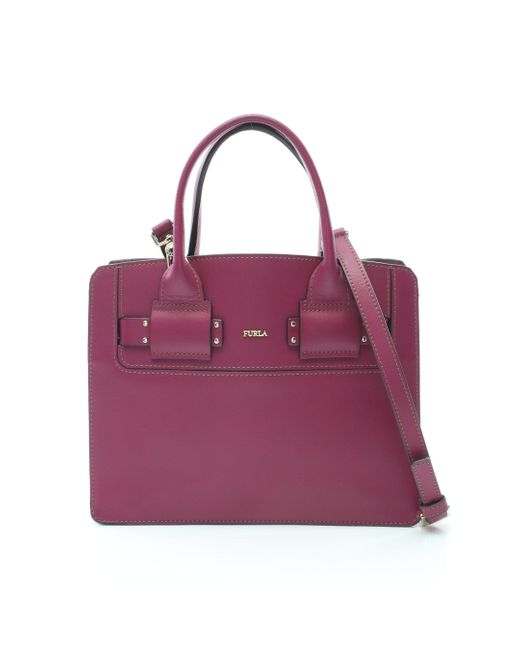 Furla Purple Lucky S Satchel Handbag Leather 2way