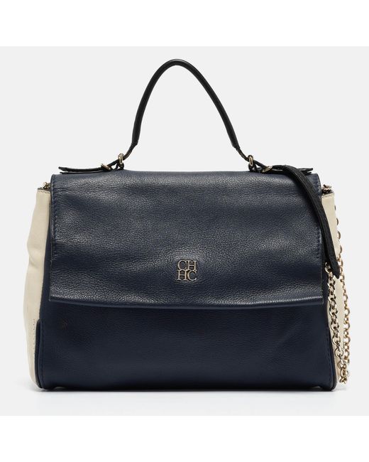 CH by Carolina Herrera Blue Carolina Herrera Leather Minuetto Top Handle Bag