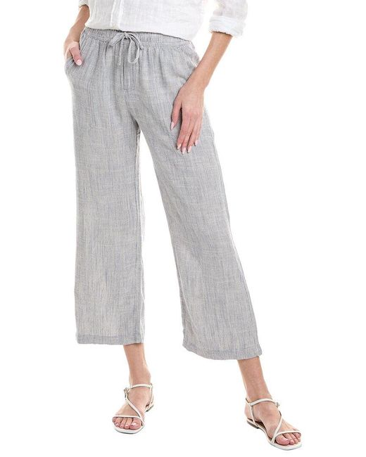 Splendid Gray Angie Crop Wide Leg Linen-blend Pant