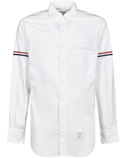 Thom Browne White Point Collar Shirt With Gg Armband Detail for men