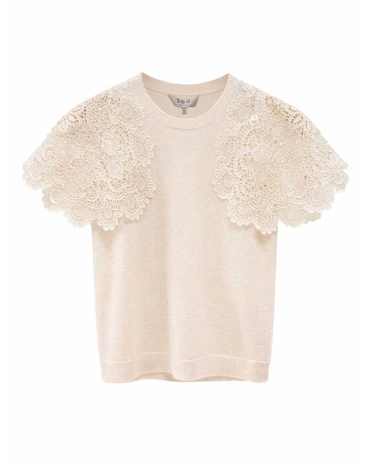 Sea Natural Sofia Embroidery Combo Sweater