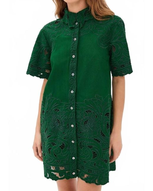 Sea Green Ceci Embroidery Shirt Dress