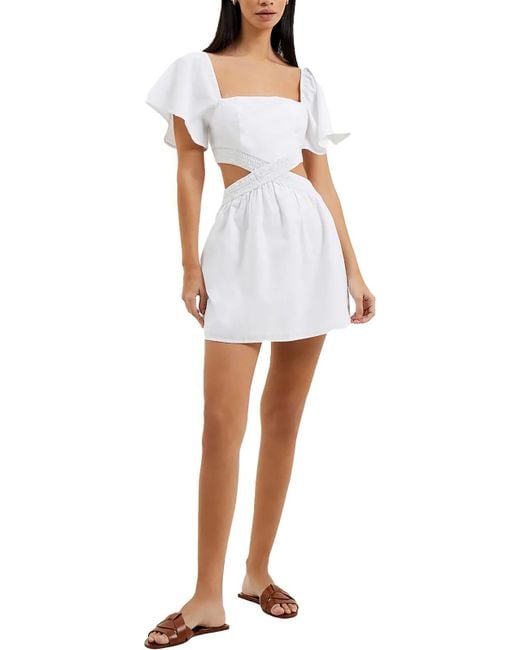 French Connection White Cut-out Short Mini Dress