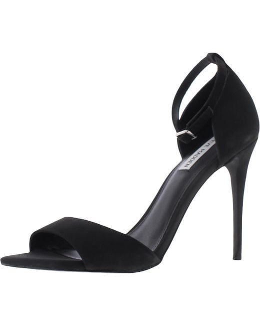 Steve Madden Black Manic Faux Suede Ankle Strap Pumps