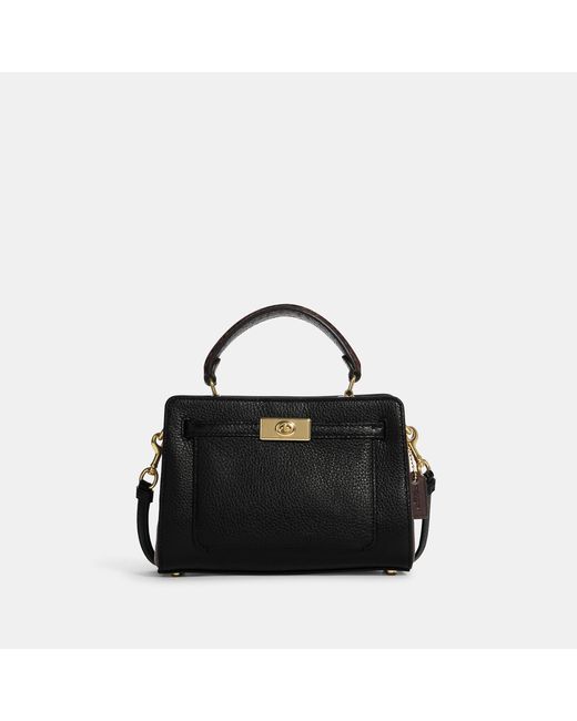 Coach Outlet Leather Mini Lane Top Handle in Black | Lyst