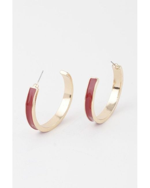 Fashnzfab Pink Solid Lined Hoop Earrings