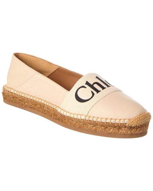 Chloé White Woody Leather Espadrille