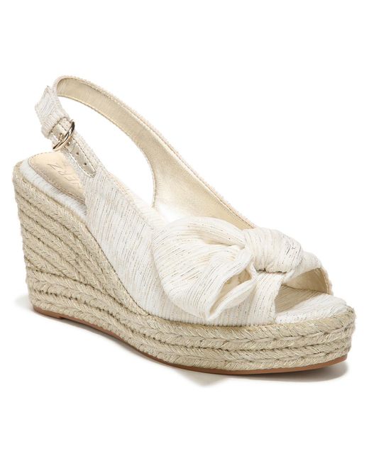 Naturalizer White Bettina Peep-toe Slingback Wedge Sandals