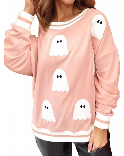 1 the Woman Pink Ghost Patch Sweatshirt