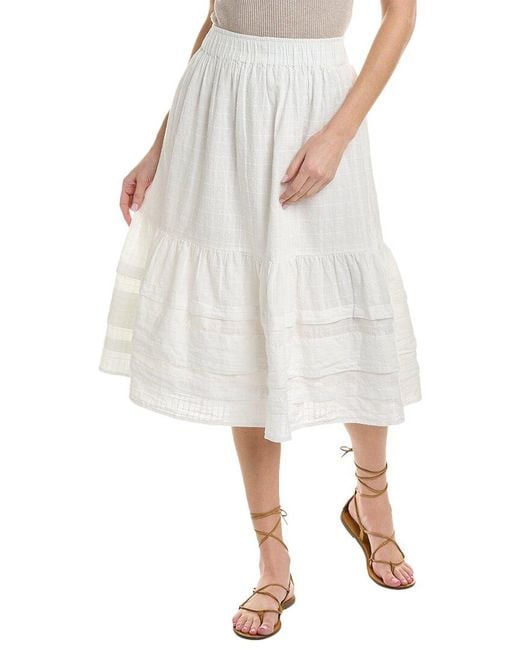 Madewell White Tiered Pintuck Maxi Skirt