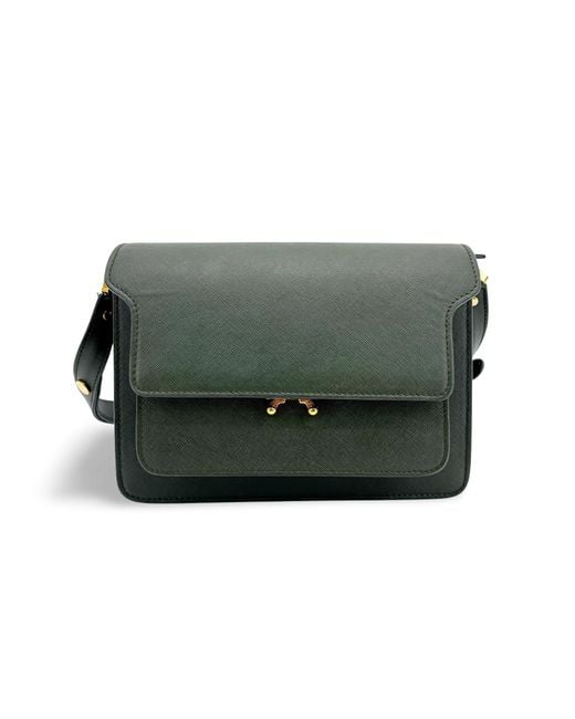 Marni Green Saffiano Trunk Bag Medium Deep