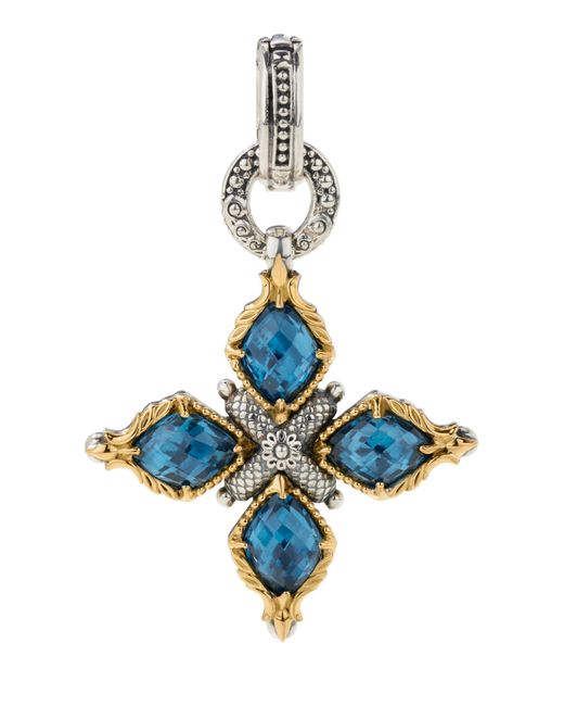 Konstantino Blue Anthos Sterling Silver 18k Gold & Spinel Cross Pendant Stmk6996-478