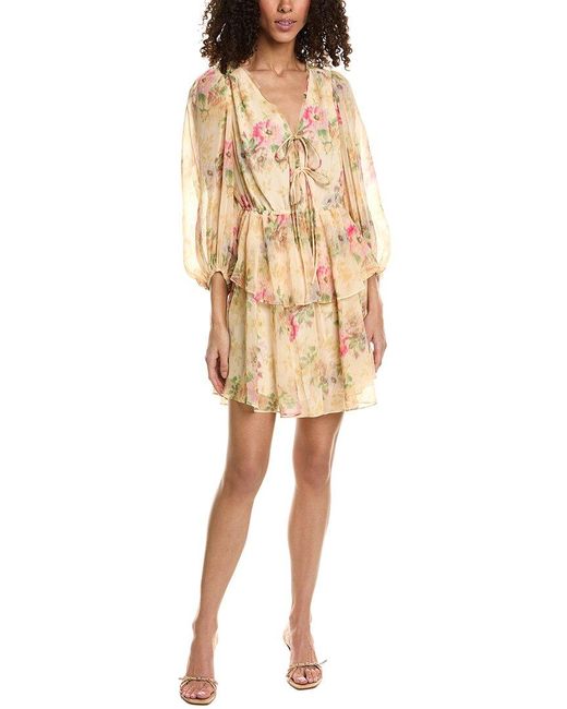 Ted Baker Natural Printed Tie-front Mini Dress
