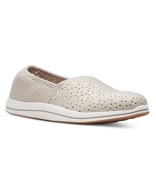Clarks White Breeze Emily Faux Leather Comfort Slip-on Sneakers